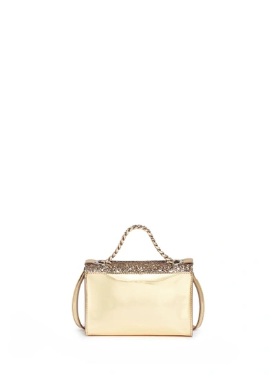 Shop Jimmy Choo 'rebel Soft Mini' Glitter Flap Mirror Leather Crossbody Bag