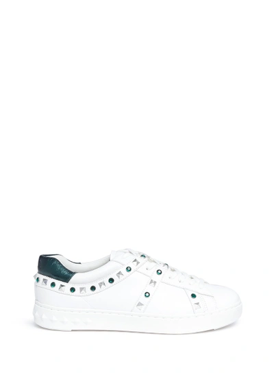 Shop Ash 'play' Strass Stud Leather Sneakers In White