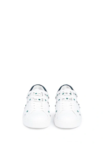 Shop Ash 'play' Strass Stud Leather Sneakers In White