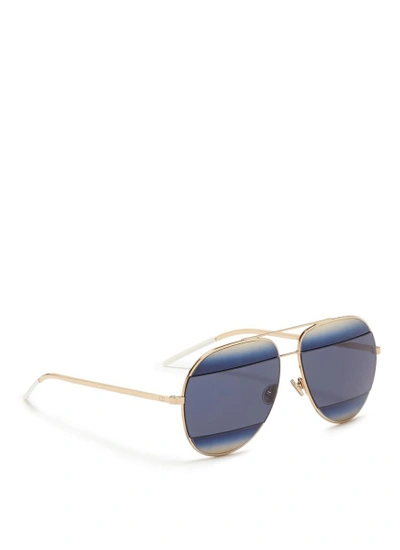 Shop Dior ' Split 1' Inset Gradient Metal Aviator Sunglasses