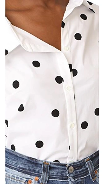 Shop Monse Button Down Shirt In White/black