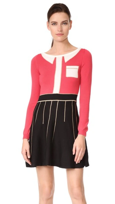 Boutique Moschino Long Sleeve Dress In Pink/black