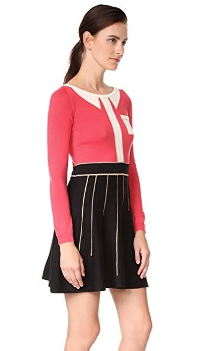 Shop Boutique Moschino Long Sleeve Dress In Pink/black
