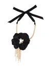 LANVIN floral applique chain necklace,VISCOSE,ACETATE,BRASS,GLASS