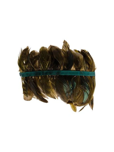 Shop Rosantica Selva Feather Choker In Metallic