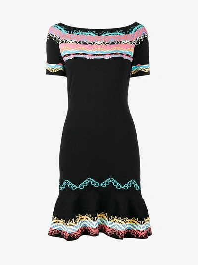 Shop Peter Pilotto Knitted Jacquard Mini Dress In Black
