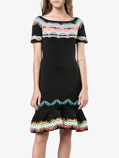 Shop Peter Pilotto Knitted Jacquard Mini Dress In Black