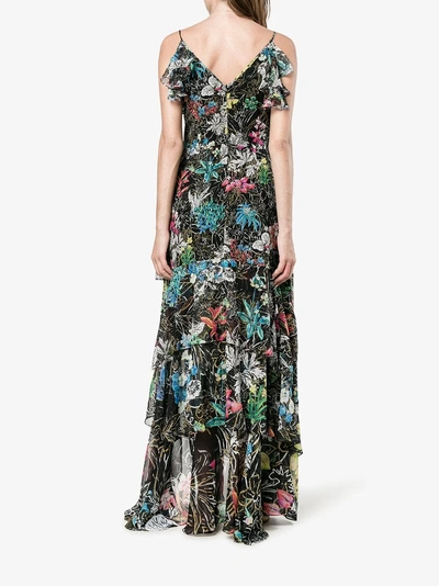 Shop Peter Pilotto Sleeveless Ruffle Floral Print Dress In Black