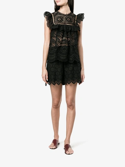 Shop Zimmermann Lace Detail Shorts In Black