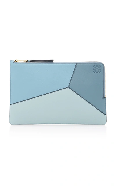 Loewe Puzzle Tonal-blue Leather Pouch