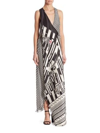 Shop Etro Asymmetrical Silk Maxi Dress In Pink