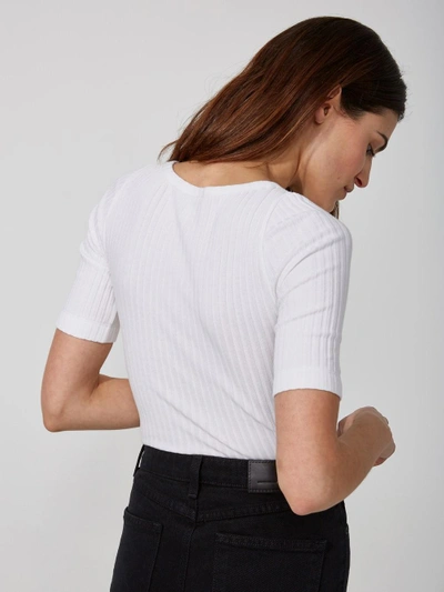 Shop Frank + Oak Cotton-modal Elbow-sleeve Knit Top In Bright White