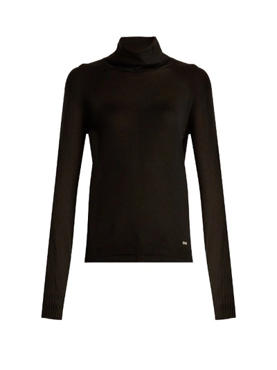 Saint Laurent Roll-neck Cashmere And Silk-blend Sweater In Black