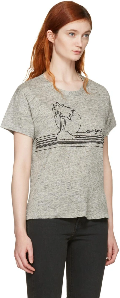 Shop Rag & Bone Rag And Bone Grey Palm Embroidery T-shirt In 963 Heather Grey