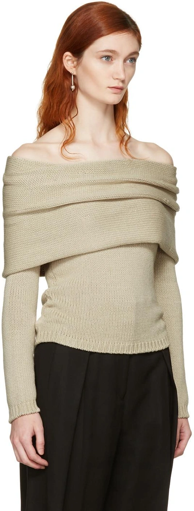 Shop Rosetta Getty Beige Banded Off-the-shoulder Pullover