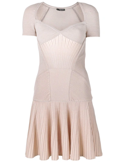 Alexander Mcqueen Metallic Striped Drop-waist Flare Dress In Nocolor