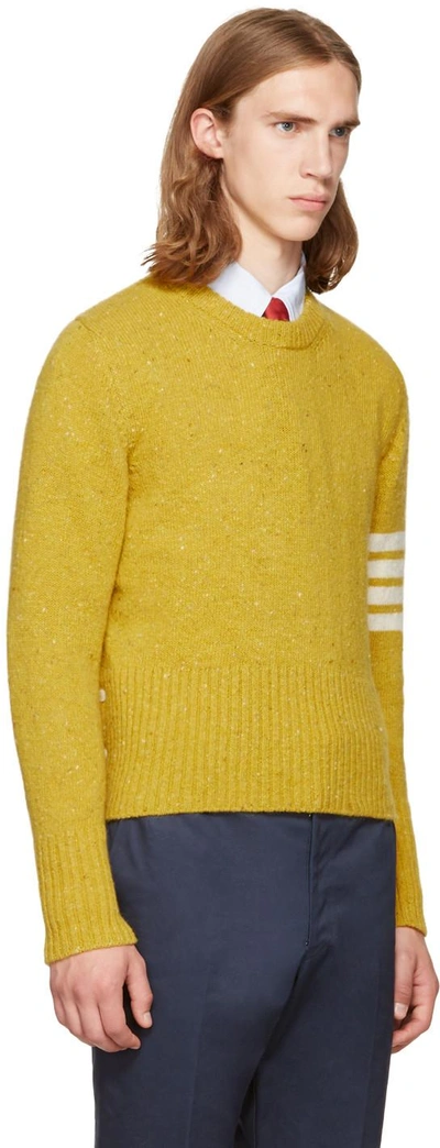 Shop Thom Browne Yellow Classic Mohair Crewneck Pullover