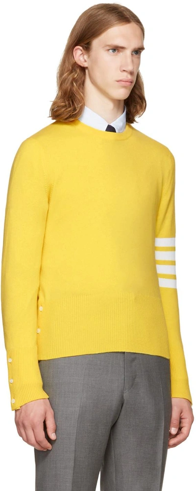 Shop Thom Browne Yellow Classic Crewneck Pullover