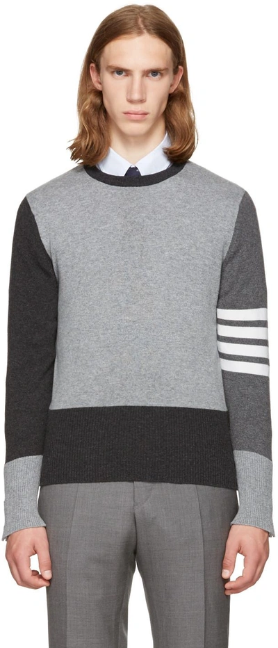 Shop Thom Browne Grey Classic Funmix Crewneck Pullover In Tonal Grey 982