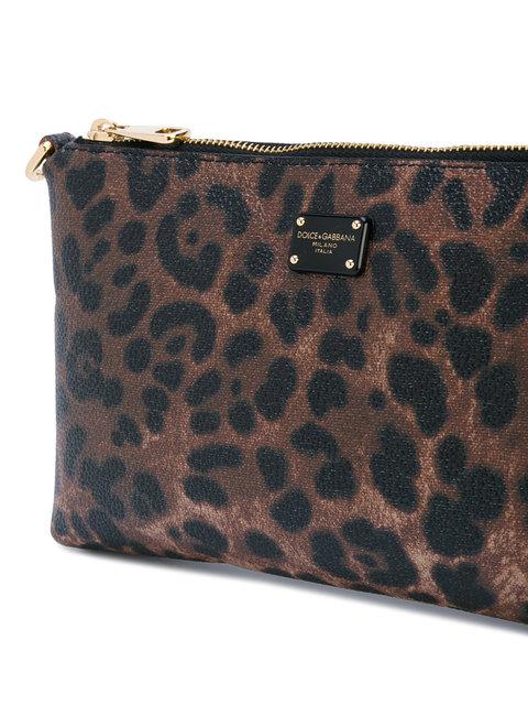 Dolce & Gabbana Mini Leopard Print Crepe Clutch In Brown | ModeSens