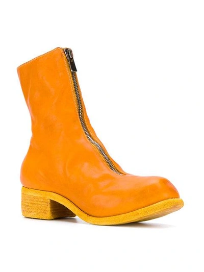 Shop Guidi Front Zipped Boots In Yellow & Orange