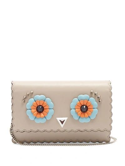 Fendi Hypnoteyes Leather Cross-body Bag In Taupe-grey