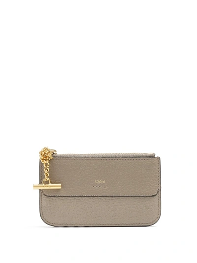 Chloé Drew Leather Coin Purse And Cardholder In Light Grey