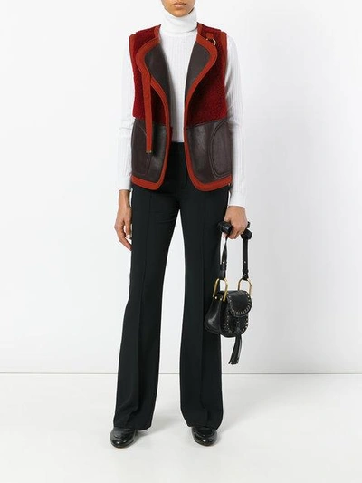 Shop Chloé Shearling Panel Gilet In Red