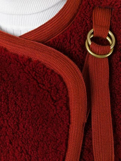 Shop Chloé Shearling Panel Gilet In Red