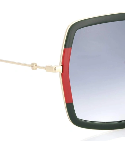 Shop Gucci Oversized Square-frame Metal Sunglasses