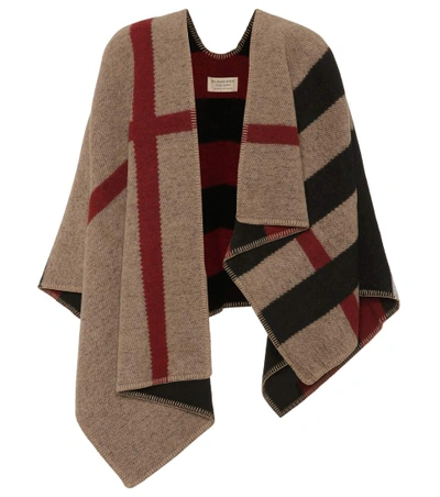 Shop Burberry Mega Check Wool And Cashmere Cape In House Check
