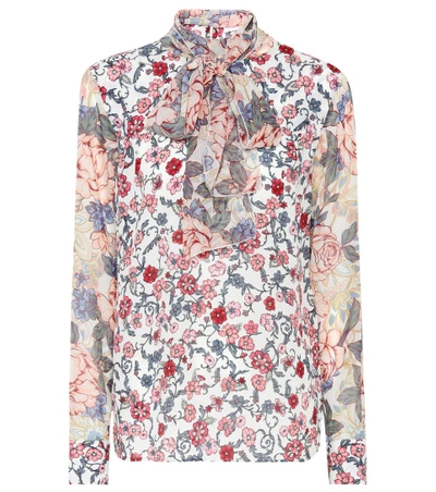 Shop See By Chloé Printed Pussy-bow Blouse In Eatural White