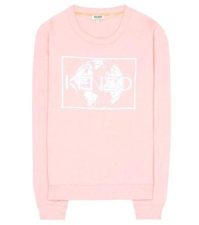 Kenzo Embroidered Cotton Sweatshirt In Rose Clair|rosa
