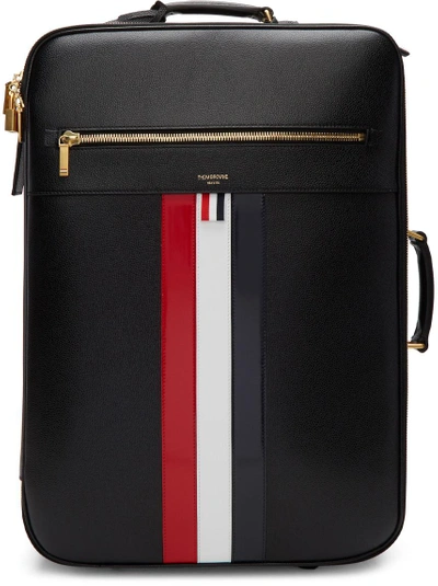 Shop Thom Browne Black Check-in Wheeled Soft Suitcase