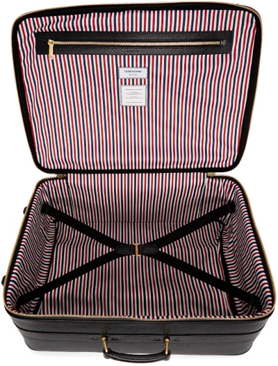 Shop Thom Browne Black Check-in Wheeled Soft Suitcase