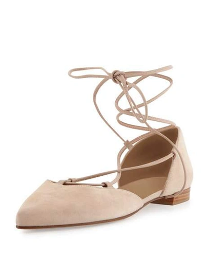 Stuart Weitzman 'gilligan' D'orsay Suede Lace-up Flats