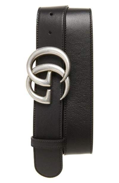Gucci Logo Leather Belt In Black