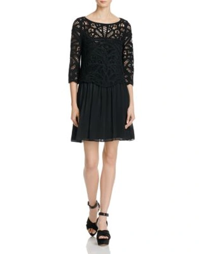 Shop Joie Overlay Silk Dress In Caviar