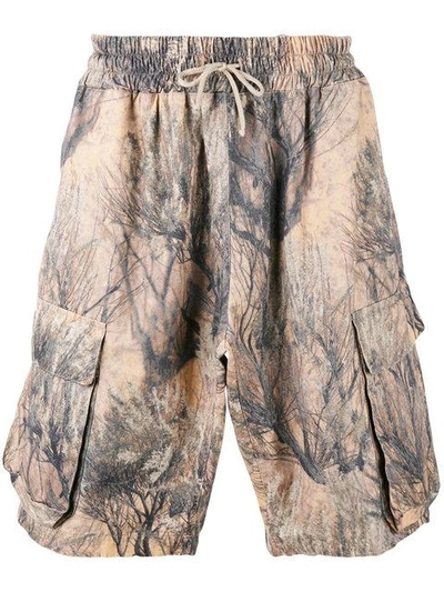 Shop Yeezy Camo Print Cargo Shorts - Brown