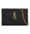 SAINT LAURENT Monogram quilted pebbled leather wallet-on-a-chain