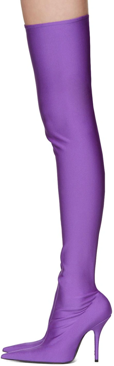 Balenciaga Stretch Pointed-toe Over-the-knee Boot, Ultraviolet In ...