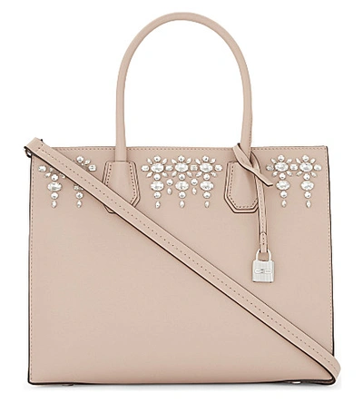 Michael Michael Kors Mercer Jewelled Leather Tote In Ballet