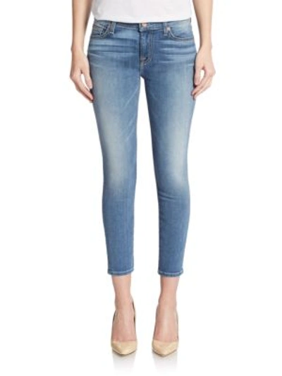 7 For All Mankind Cropped Gwenevere Jeans In Azure Blue