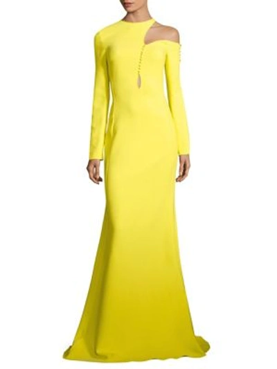 Antonio Berardi Shoulder Cutout Gown In Yellow