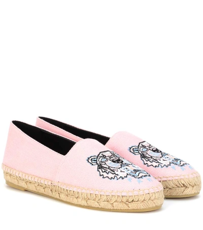 Shop Kenzo Embroidered Espadrilles In Faded Piek