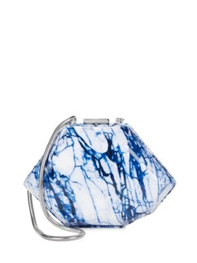 Mcq By Alexander Mcqueen Marbled Leather Clutch In Nautical Stripe