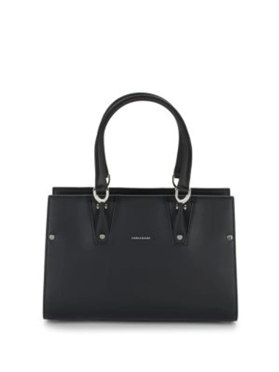 Longchamp Paris Premier Leather Tote Bag In Black