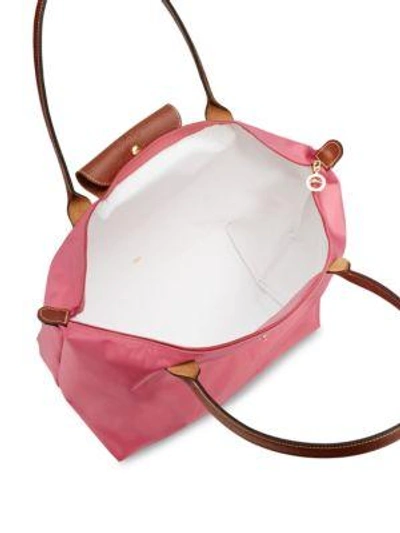 Shop Longchamp Le Pliage Leather-trim Shoulder Bag In Pink