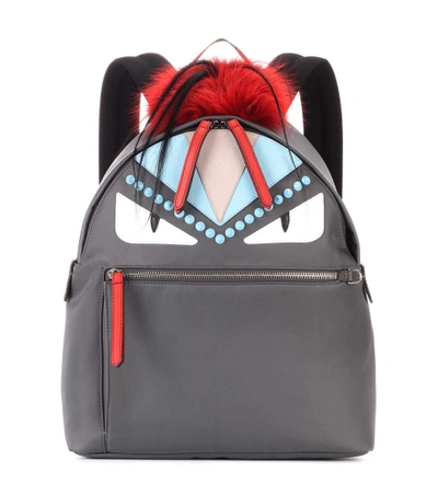 Fendi Fur And Leather Embellished Backpack In F09mi Acciao+piment+mlc+p