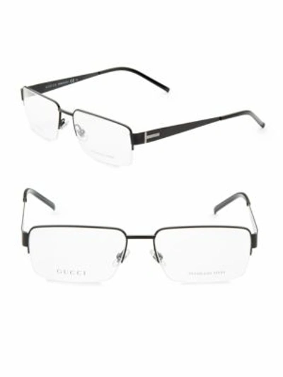 Gucci 78mm Rectangular Optical Glasses In Black